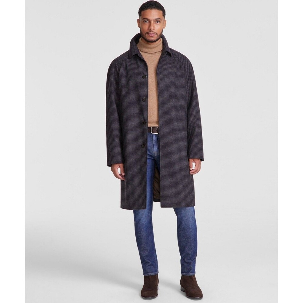 $495 NEW MICHAEL KORS Mens 42S Black/Brown Classic 38" Long Overcoat Jacket
